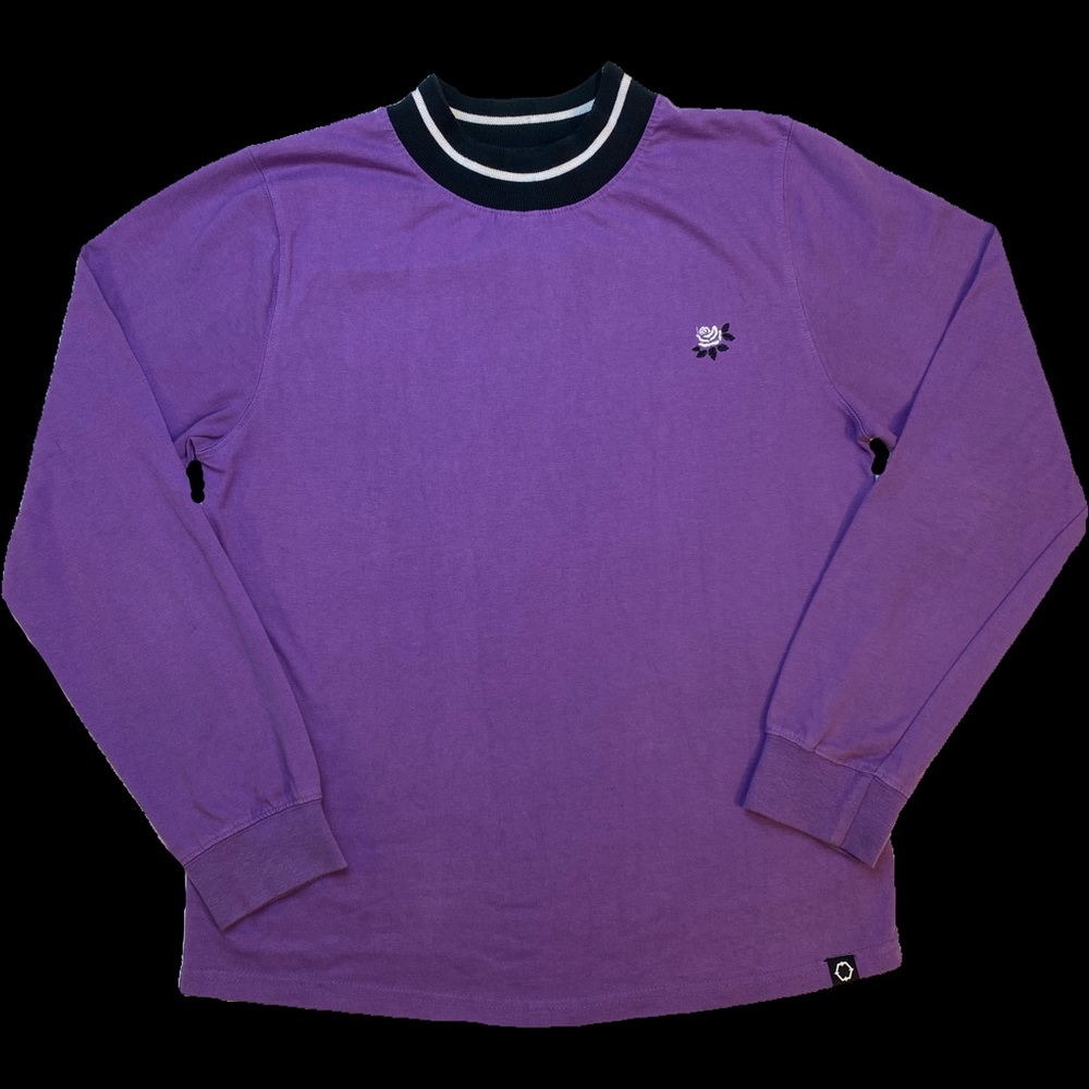 Empyre Mock Neck Purple Embroidered Long Sleeve